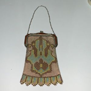 Antique Art Deco Whiting and Davis enamel mesh purse